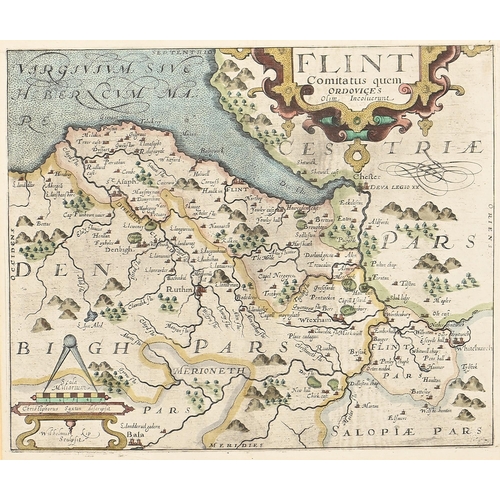 946 - Wales. William Kip (act. 1588-1635) after Christoper Saxton (c.1540-c.1610) - Denbighshire; Flintshi... 