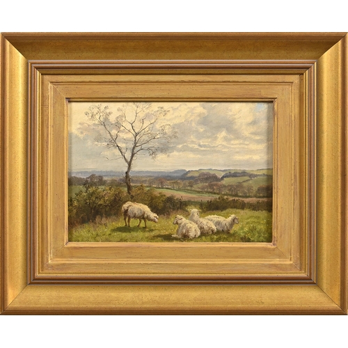 950 - Enoch Crosland (1860-1938) - Sheep in a Landscape; Man on a Country Lane, a pair, both signed, oil o... 