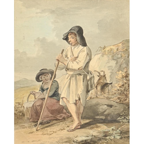 954 - Paul Sandby RA (1731-1809) - A Welsh Goatherd, watercolour, 28.5 x 23cmProvenance: Collection of Col... 