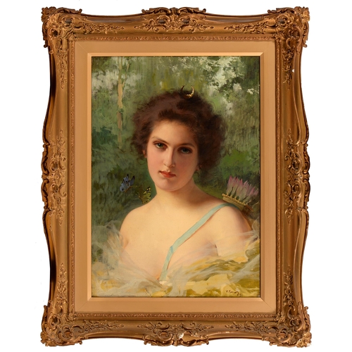 956 - Vittorio Matteo Corcos (1859-1933) - Young Woman as Diana the Huntress, signed and dated ’97, oil on... 