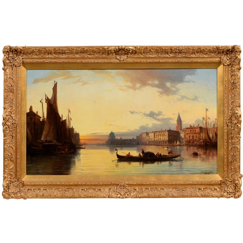 957 - Charles Euphrasie Kuwasseg (1838-1904) - The Venetian Lagoon at Sunset, signed (C Kuwasseg Fils) and... 