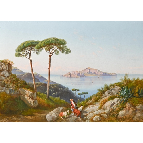 961 - Italian School, 19th century- The Island of Capri from Termini, indistinctly signed E Spi…, oil on c... 