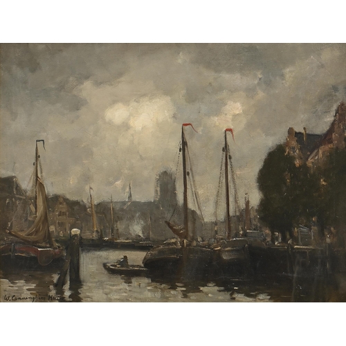 963 - William Cunningham Hector (1875-1929) - Fishing Boats in Port, signed, oil on canvas, 56 x 76cm... 