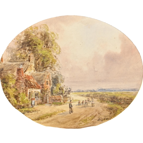 965 - E Nevil (fl. c1890) - Going to Market; End of the Day, a pair, both signed, watercolour, oval, 17 x ... 