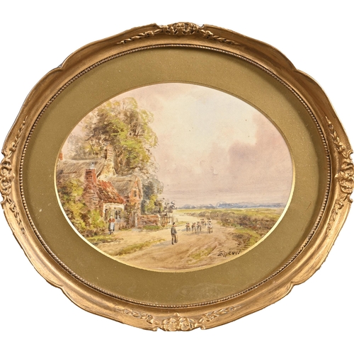 965 - E Nevil (fl. c1890) - Going to Market; End of the Day, a pair, both signed, watercolour, oval, 17 x ... 