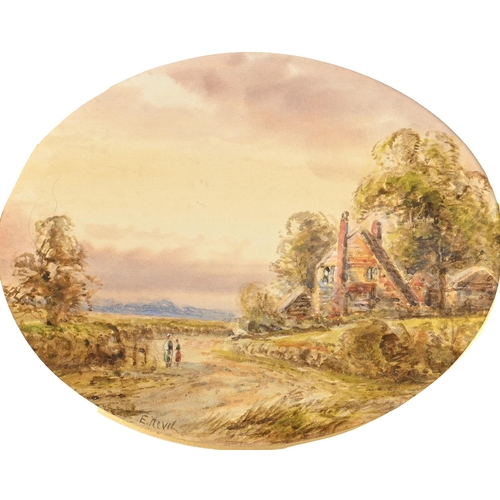 965 - E Nevil (fl. c1890) - Going to Market; End of the Day, a pair, both signed, watercolour, oval, 17 x ... 