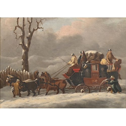 966 - Attributed to H F Jones, c1870, after Charles Cooper Henderson - The Exeter Royal Mail Coach in the ... 