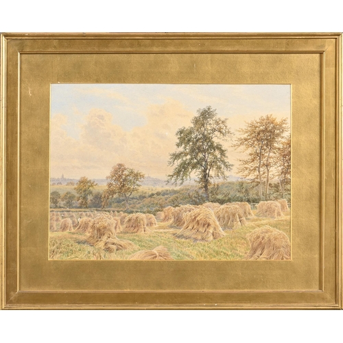 973 - English School, 1892 - Harvest Scene, indistinctly signed B..dock, watercolour, 36 x 50.5cm... 