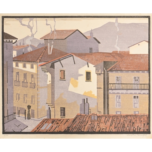 981 - Edward Loxton Knight RBA, RI (1905-1993) - Zarautz, colour woodcut, signed by the artist in pencil a... 