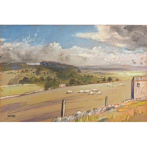 983 - Edward Loxton Knight RBA, RI (1905-1993) - Farm in the Yorkshire Dales, signed, pastel, 20 x 31cm, u... 