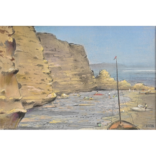 986 - Edward Loxton Knight RBA, RI (1905-1993) - Bathers on the Jurassic Coast, signed, mixed media on boa... 