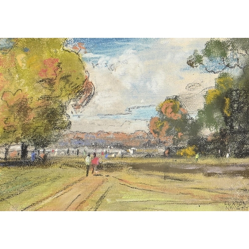 990 - Edward Loxton Knight RBA, RI (1905-1993) - Figures in a Park, signed, tempera and mixed media on boa... 