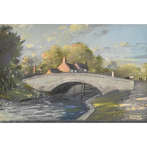 993 - Edward Loxton Knight RBA, RI (1905-1993) - Canal Bridge, signed, mixed media on board, 15 x 22.5cm... 