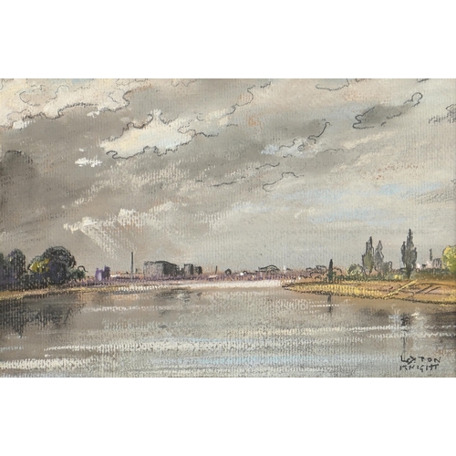 994 - Edward Loxton Knight RBA, RI (1905-1993) - The River Thames, signed, tempera and mixed media on boar... 