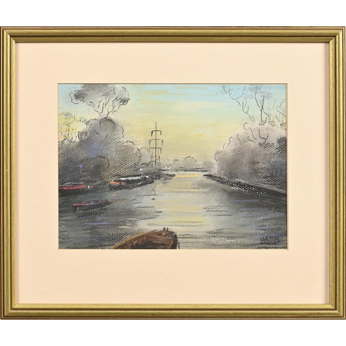 995 - Edward Loxton Knight RBA, RI (1905-1993) - Canal Boats, signed, tempera and mixed media on board, 17... 