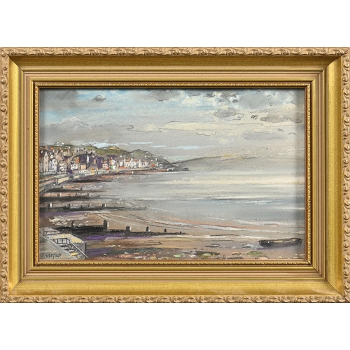 996 - Edward Loxton Knight RBA, RI (1905-1993) - Lyme Regis, signed, mixed media on board, 18.5 x 28.5cm... 