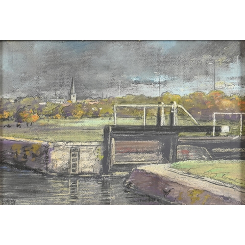 997 - Edward Loxton Knight RBA, RI (1905-1993) - Trent Lock, signed, mixed media on board, 19.5 x 29cm... 