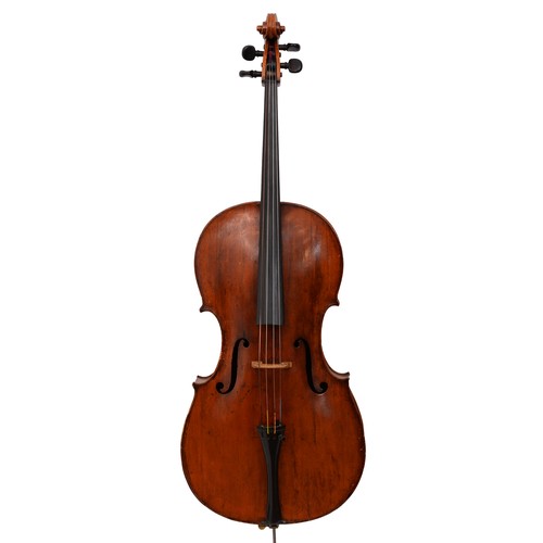 825 - A 'cello, 19th c, length of back 74cmProvenance: The present private owner, a local musician, has st... 