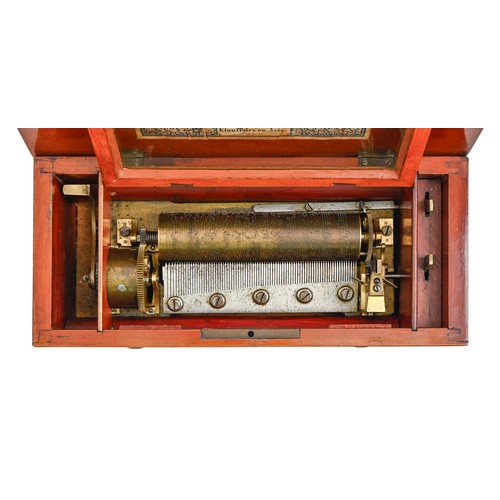 794 - A Swiss musical box, late 19th c, the one piece tone and 15.5 pinned cylinder playing four airs as l... 