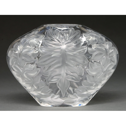 548 - 'Mahe Clair'. A Lalique clear and frosted glass vase, late 20th c, 15cm h, engraved marks and M H 66... 