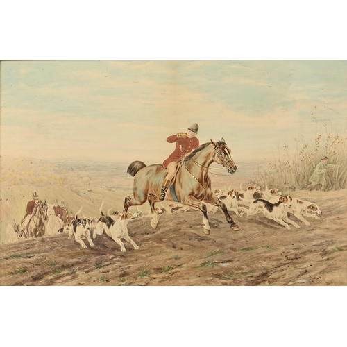 1000 - A pair of Victorian hunting prints, hand coloured, 30 x 45cm