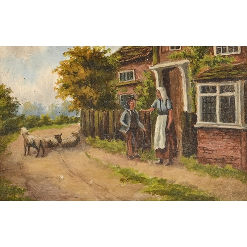 1005 - English School, early 20th century - Rustic Scenes, a pair, oil on board, 12 x 19cm (2)... 