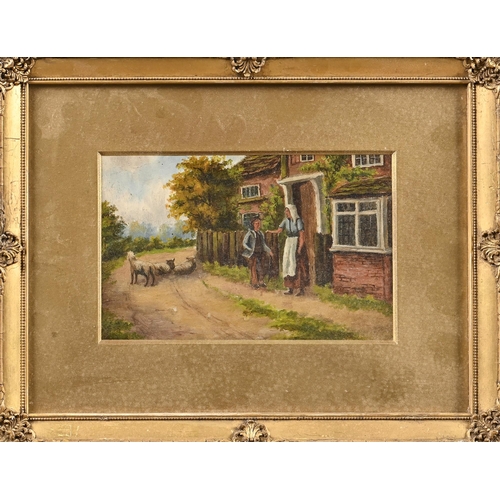 1005 - English School, early 20th century - Rustic Scenes, a pair, oil on board, 12 x 19cm (2)... 