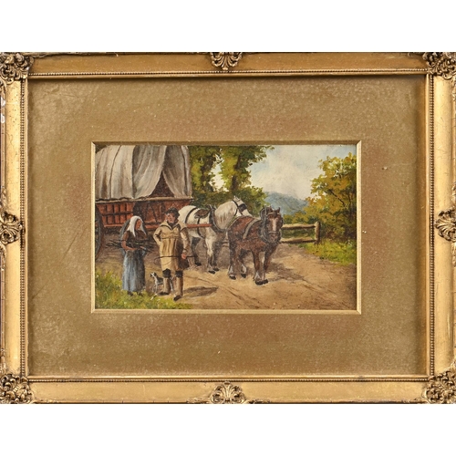 1005 - English School, early 20th century - Rustic Scenes, a pair, oil on board, 12 x 19cm (2)... 