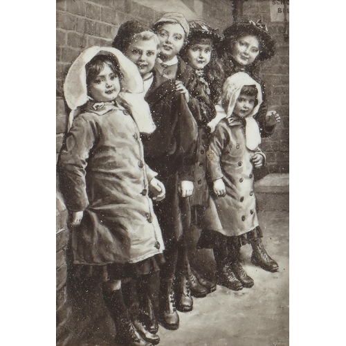 1006 - Harold Copping (British illustrator; 1863-1932) - Going Skating; The Queue for School, a pair of pla... 