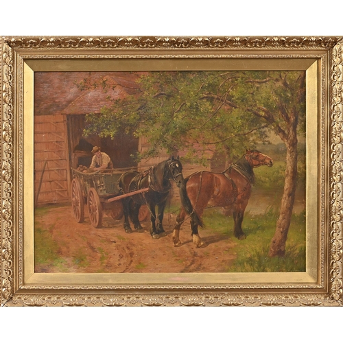 1012 - Follower of John Frederick Herring - Unloading the Wagon, bears signature and date, oil on canvas, 4... 