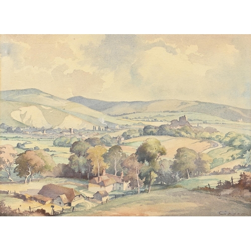 1013 - Emerson Harold Groom (1891-1983) - Landscape; Village Scene, a pair, both signed, watercolour, 27 x ... 