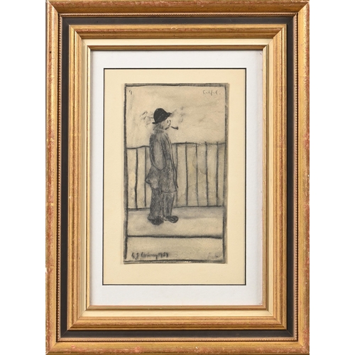 1017 - Manner of L.S. Lowry - Study of a Figure, bears signature, inscribed Salford, numbered 9, and dated ... 