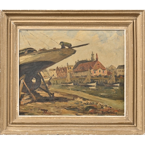 1025 - Adrien de Chanteloup (1907 - 1988) -The Harbour, signed, oil on canvas, 36.5 x 44.5cm... 