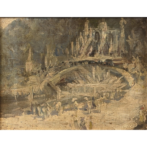 1030 - Thomas O'Donnell (Irish, 1944-2020) - Fountains, signed, indistinctly titled to verso, oil on c... 