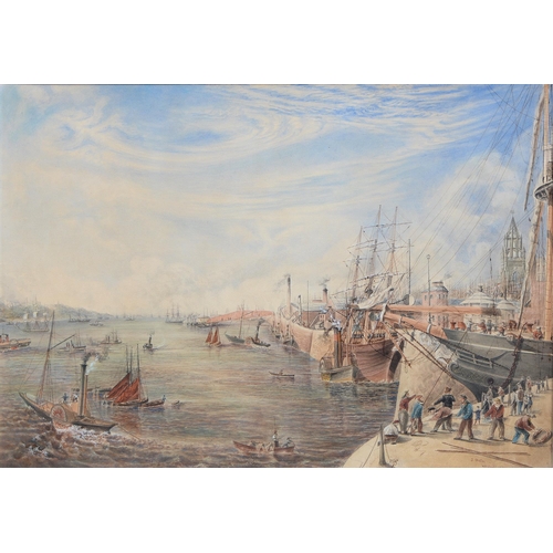 1041 - J Chater (1867) - Liverpool Docks and The River Mersey, a pair, both signed, dated and inscribed Liv... 