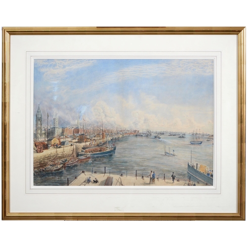 1041 - J Chater (1867) - Liverpool Docks and The River Mersey, a pair, both signed, dated and inscribed Liv... 