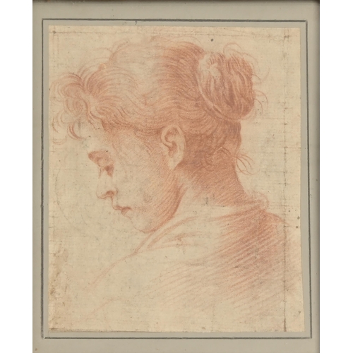 1051 - François Boucher (1703-1770) - Head of a Girl, red chalk on laid paper, 13 x 10.5cm... 