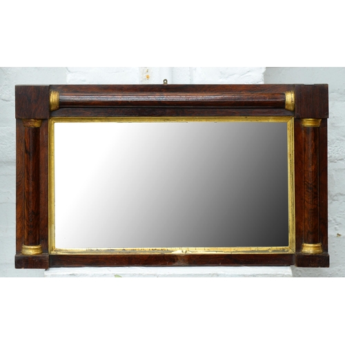 1053A - A rosewood veneered and parcel gilt rectangular mirror, 19th c, 43 x 74cm