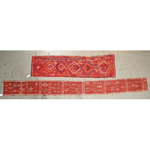 1076 - Two Turkish sivas cicims runner rugs, 307 x 29.5cm, 180 x 50cm (2)