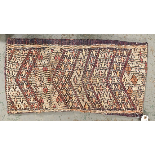 1081 - An unusual baluch Balist cushion cover or sleeping care bag, 30 x 57cm