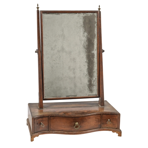 1173 - A George III mahogany dressing mirror, on cavetto base, fitted three drawers, ogee feet, 68cm h... 