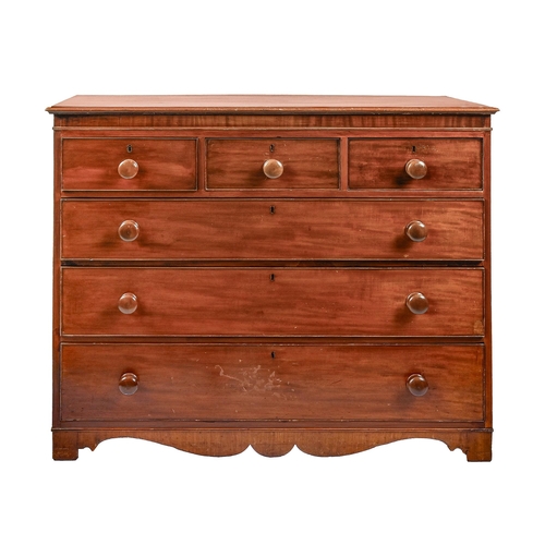 1189 - A Victorian mahogany chest of drawers on bracket feet, 102cm h; 126 x 57cm