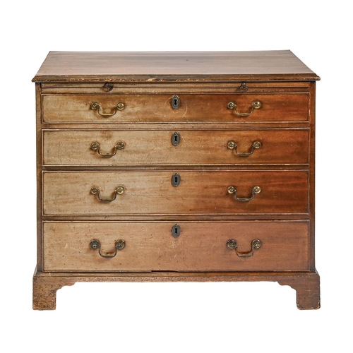 1198 - A George III mahogany chest of drawers, with brushing slide, on bracket feet and brass castors, 80cm... 