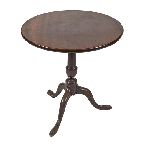 1224 - A George III mahogany tripod table, 71cm h; 71cm diam