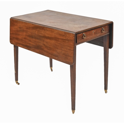 1232 - A George III mahogany Pembroke table, with drawer to one end, 70cm; 83 x 99cm