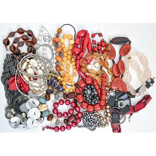 169 - Costume jewellery. Miscellaneous blown glass, acrylic and other necklaces and bracelets, several pur... 