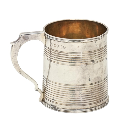 181 - A George IV silver christening mug, crested, 77mm h, by Benjamin Preston, London 1826, 4oz 13dwt... 