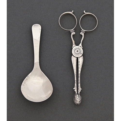 198 - A pair of George II silver sugar tongs, by Jesse McFarlan [London, c1740] and a George III silver ca... 