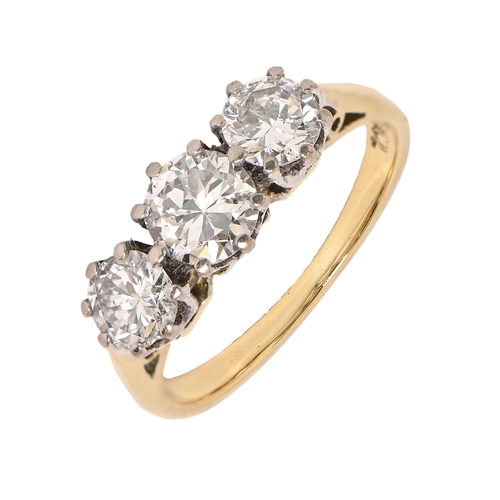 20 - A diamond ring, with round brilliant cut diamonds, in gold, marked 18ct, 2.8g, size H... 