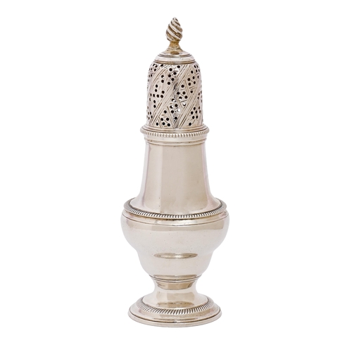 210 - A George III silver sugar caster, 16cm h, by John Delmester, London 1765, 5oz 10dwt